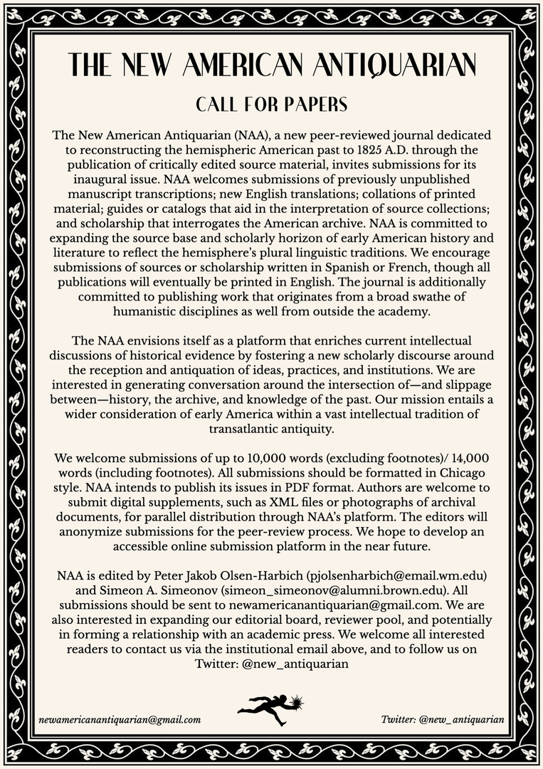 Call for Paper: The new American Antiquarian