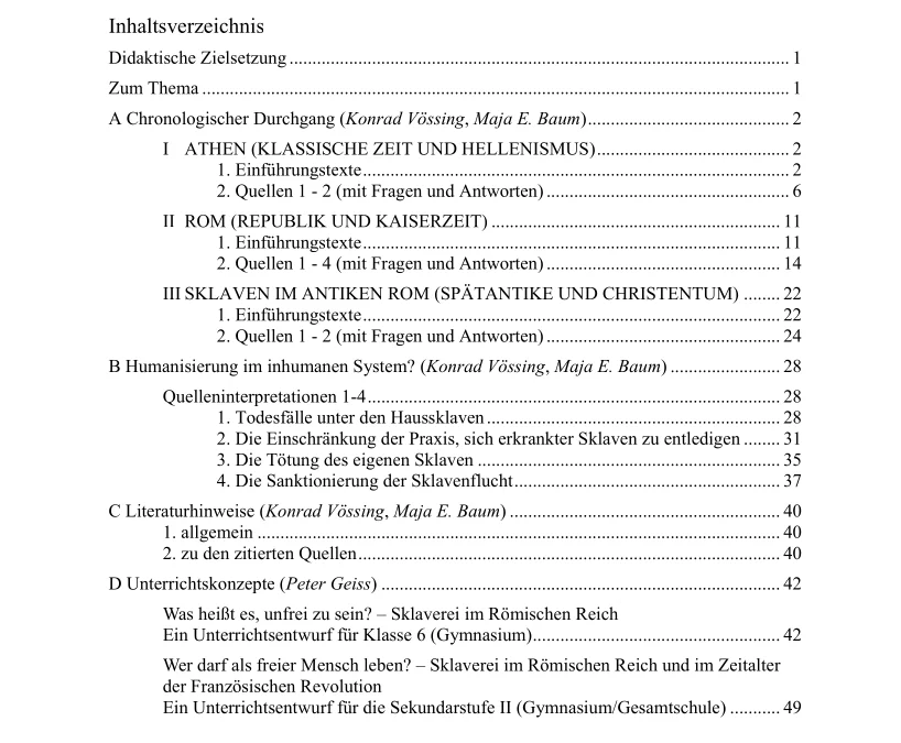 Antike Sklaverei - Geschichtsunterricht (Vössing, Baum, Geiss)