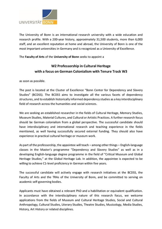 W2 Professorship in Cultural Heritage with a focus on German Colonialism with Tenure Track W3.pdf
